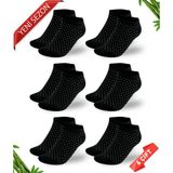 Dayco Simli Nokta Desenli Siyah Renk Kadın Bambu Patik Çorap 6Lı Set