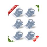 Dayco Socks Premium Mavi Retro Desenli Kadın Bambu Patik Çorap 6'lı Set - 10558-retro
