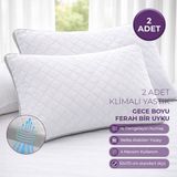 Days In Colours 2 Adet Klimalı Silikon Yastık - Daycool Serisi - 2 x 800 Gram Klimalı Kapitone Silikon Yastık - 50 x 70 cm - Beyaz