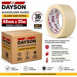 Dayson Arge Toptan Klasik Sarı Extra Maskeleme Bandı Kağıt Bant 80 Derece 48MMX35M 36 Adet