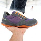 Daytex Mekap Rmk-12 %100 Hakiki Deri Çelik Burunlu Iş Ayakkabısı - Unisex Hafif ve Rahat Spor Iş Ayakkabısı - Siyah - Mor