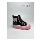 Daytex Siyah Pudra Boğazlı Kız Çocuk Botu | Sneaker Tarzı Şık Bebek Ayakkabısı