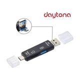 Daytona A5068 Otg 3in1 Type-C ve Micro USB Tf Çevirici Dönüştürücü Kart Okuyucu