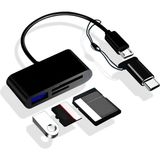 Daytona A5256 Type-C Micro USB 3in1 Sd Micrsd Kart Okuyucu Otg Çevirici Kablosu x 2 Adet - Siyah