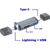 Daytona ADS28 6in1 Lightning+Usb To Type C Sd/tf 3.0 Card Reader Iphone/pro/promax/android Kart Okuyucu