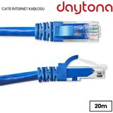 Daytona Cat6 Gigabit Internet Ethernet 10GBPS RJ45 Lan Kablosu A4518 - Mavi - 20 m