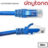 Daytona Cat6 Gigabit Internet Ethernet 10GBPS RJ45 Lan Kablosu A4613 - Mavi - 30 m