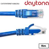 Daytona Cat6 Gigabit Internet Ethernet 10GBPS RJ45 Lan Kablosu A4937 - Mavi - 15 m