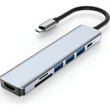 Daytona Ch-13 7In1 Type-C To 3*usb 3.0 4K Hd HDMI Sd Tf Kart Girişli Çevirici Adaptör - Gri