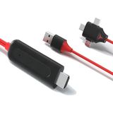 Daytona Combo 3in1 Lightning/micro Usb/type-C To HDMI Ios Android Görüntü Aktarıcı Çevirci 1.5m - Kırmızı