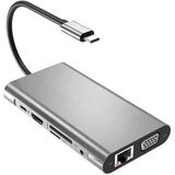 Daytona FC-31 Macbook Uyumlu Type-C™ USB-C to 4* USB 3.0 4K 1080p HD HDMI VGA RJ45 Pd Aux Ses Sd Tf Kart 11IN1 Çevirici Hub Adaptör