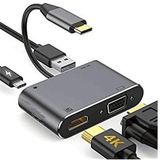 Daytona Fc02 4 in 1 USB C to HUB PD Hdmi VGA Adaptör Gri