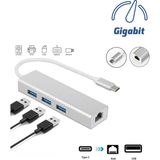 Daytona FC05-G Macbook Uyumlu Type-C™ USB3.1 to 3* USB 3.0 1000 Mbps Gigabit Ethernet RJ45 Çevirici Hub Adaptör