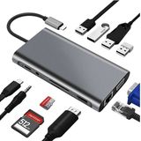 Daytona Fc09 Type-C To 3*Usb3.0 4K 1080P Hdmi VGA Rj45 Pd Aux Sd Tf 11In1 Çevirici Hub