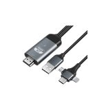 Daytona G03-C Combo 3İn1 Lightning/Micro Usb/Type-C To Hdmı Ios Android Görüntü Aktarıcı Kablo 2 Metre