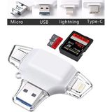 Daytona HC06-B Lightning USB Type-C Micro To Sd Tf Kart Okuyucu Çevirici Hub Adapter - Beyaz