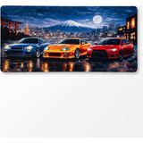 Daytona Kaymaz Taban 3 Araba Desenli Dikişli Mousepad Desenli Oyuncu Gaming Mouse Pad 30X70 cm - Lacivert - Siyah