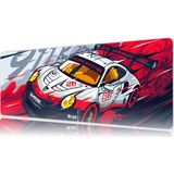 Daytona Kaymaz Taban Dikişli Mousepad 911 Araba Desenli Oyuncu Gaming Mouse Pad 30X70 cm - Kırmızı - Mavi