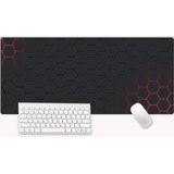 Daytona Kaymaz Taban Dikişli Mousepad Kırmızı Petek Desenli Oyuncu Gaming Mouse Pad 30X70 cm - Siyah - Kırmızı