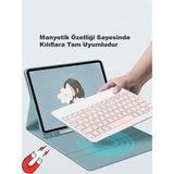 Daytona Mk-4 Kablosuz Ergonomik Apple-Android-Windows Manyetik Tablet Kılıf Uyumlu Klavye Mouse Kiti(Türkçe Q Klavye) - Pembe