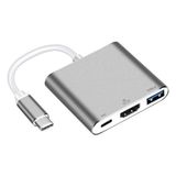Daytona Multifunction 3in1 Type-C To USB 3.0 HDMI Dönüştürücü Adaptör - Gümüş