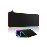 Daytona Rgb Led Işıklı Gaming Mousepad Düz Siyah Kaymaz Tabanlı Kenarları Dikişli Suya Dayanıklı Mouse Pad 30X80 Cm