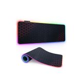 Daytona Rgb Led Işıklı Gaming Mousepad Kırmızı Petek Desenli Kaymaz Tabanlı Kenarları Dikişli Suya Dayanıklı Mouse Pad 30X80 Cm