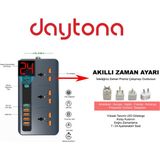 Daytona RL-316D Termal Akım Korumalı Akıllı Priz 5 USB 5V-3.4A LED Ekran Zamanlı Kullanım