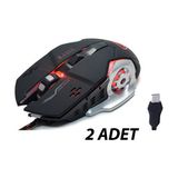 Daytona T60 2400 Dpı Rgb Işıklı USB Profesyonel Kablolu Optik Oyuncu Mouse (2 ADET) - Siyah