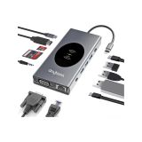 Daytona W13 Macbook Uyumlu Type C To 4K HDMI - 2*usb3.0-3*usb2.0 VGA Sd/tf Audıo Lan Wireless Şarj 13IN1 Hub Çevirici