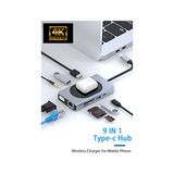 Daytona WW-9 Macbook Uyumlu Type-C To USB 3.0 4K HDMI Ethernet RJ45 VGA Sd Tf Kart Pd Aux 9 Port Çevirici Hub Adaptör
