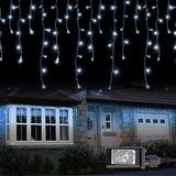 Dazzle Bright 360 LED Noel Buz Saçağı Işıkları, 29,5 FT 8 Modlu Perde Peri Işıkları, 60 Damla, Dış Tatil, Düğün Parti Dekorasyonları için Bağlanabilir Noel Dizi Işıkları (Beyaz)