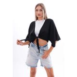 DazzUp Kadın Müslin Kumaş Bağlamalı Bolero