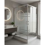 Db Banyo Deniz Seri Köşe Giriş Duşakabin 5 mm Desenli Temperli Cam Parlak Profil H:190 cm 2S2H - 100 x 100 cm