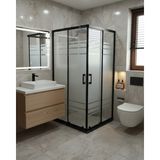 Db Banyo Deniz Seri Köşe Giriş Duşakabin 5 mm Desenli Temperli Cam Siyah Profil Yükseklik 190 cm - 100 x 100 cm