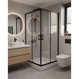Db Banyo Deniz Seri Köşe Giriş Duşakabin 5 mm Şeffaf Temperli Cam Siyah Profil Yükseklik 190 cm - 100 x 100 cm