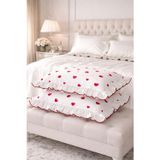 Db Danla Baldi Home Collection 2' Yastık Kılıfı Kırmızı Kalpli Fırfırlı %100 Pamuk