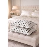 Db Danla Baldi Home Collection 2'Li Yastık Kılıfı Siyah Kalp Çizgi Fırfırlı %100 Pamuk