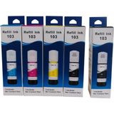 DB Epson Eco Tank 103-101 Set + 1 Siyah L3110 / 3111 / 3150 / L1110 / L3100 / L3101 / L3151 / L3160 / L5190 Uyumlu Mürekkep - Siyah - Mavi - Kırmızı - Sarı