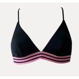 DB20088BU SİYAH PEMBE LASTİKLİ KAPLI ÜÇGEN BIKINI ÜSTÜ