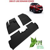 DBC Online Peugeot 3008 Gt Line Siyah Kauçuk Havuzlu Paspas 10 x 10 cm Kaymaz Taban ile Kolay Temizlik