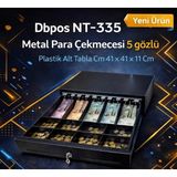 Dbpos NT-335 Metal Para Çekmecesi 5 Gözlü Plastik Alt Tabla 41 x 41 x 11 cm Siyah Renk