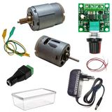 Dc 12V Adaptörlü Motor Hız Devri Kontrol Kartı İle 2 Tip Güçlü Motor Hız Devir Pwm Ayarı Öğrenci Hobi Deney Seti