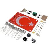 Dc 3-12V Yanıp Sönen Flaşörlü Türk Bayraklı Flip Flop Ledli Işık Kendin Yap Hobi Devresi Dıy Lehimleme Kiti - Demonte(Montesiz)