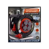 DC-ELEKTRO ARAÇ ŞARJI UYUMLU 3X2.5 MM 30 METRE (HES VEYA ÖZNUR KABLOLU) MAKARA SARİM IP54 - UYUMLU HALOJEN FRE ERKEK FİŞLİ UZATMA