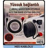DC-ELEKTRO Hes Kablolu Evden Araç Şarjı Uyumlu 3-40 Metre (3x2.5 mm Ttr Tam Bakır) Yağmur Altında Kullanıma Uygun Uzatma Seyyar - 25 METRE