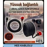 DC-ELEKTRO Hes Kablolu Evden Araç Şarjı Uyumlu (3-40 Metre (3x4 mm Ttr Tam Bakır) Yağmur Altında Kullanıma Uygun Uzatma Seyyar - 25 METRE