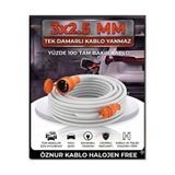 DC-ELEKTRO Öznur KABLO GRİ RENK HALOJEN FREE Evde Araç Şarjı Uyumlu 50 Metre (3x2.5MM % 100 Tam Bakır TEK DAMARLI) HOLEJEN FREE KAUÇUK FİŞLİ Uzatma Seyyar
