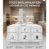 DC-ELEKTRO Viko Multi-Let 4 Lü (1-15 Metre Arası) 3x2.5 Anahtarlı Çocuk Korumali % Yüz Tam Bakır Ttr Kablolu Uzatma Seyyar (Markanin Özel Üretimi Orijinal Tse Fişli Bakir Kablolu) - Beyaz