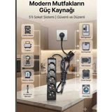 DC-ELEKTRO Viko Multi-Let 5 Li (1-15 Metre Arası) Çocuk Korumali 3x2.5 % Yüz Tam Bakır Ttr Kablolu Uzatma Seyyar (Markanin Özel Üretimi Orijinal Tse Fişli Bakir Kablolu) - Siyah - 6 METRE